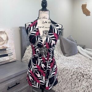Like New! ✨ Fleurish” Zebra-Print Dress in Black, White & Pink- Size
